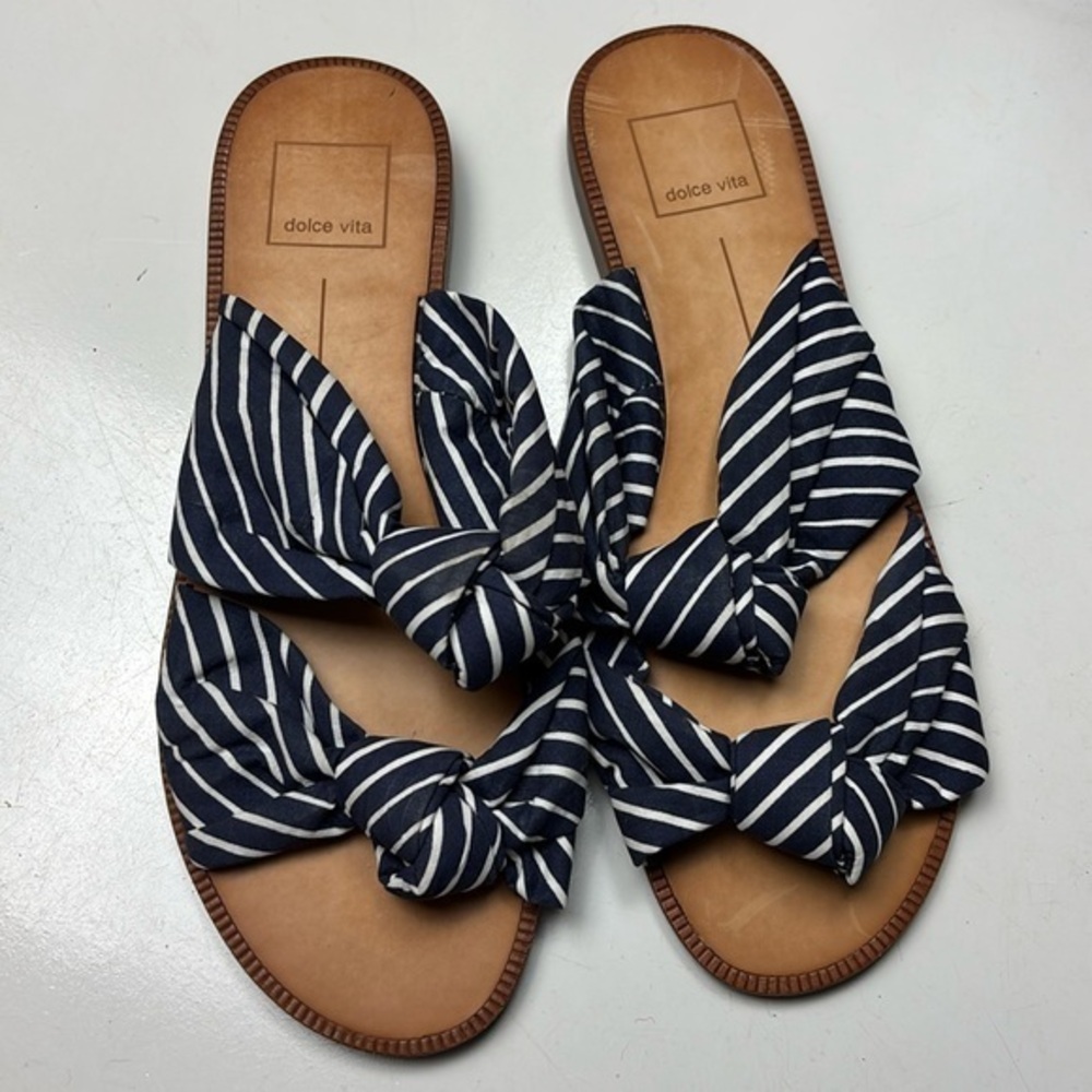 Dolce‎ Vita blue striped sandals sz 8